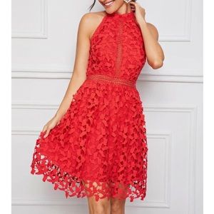 Red Lace Overlay dress